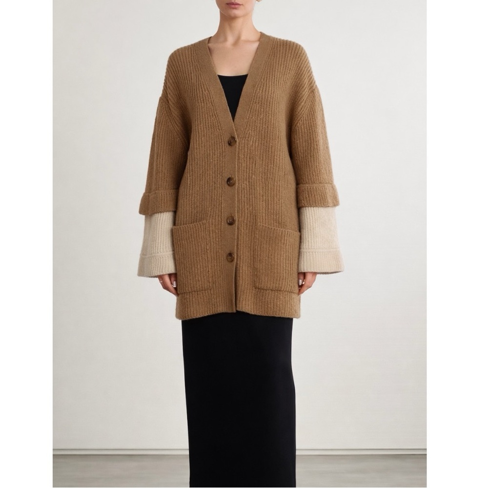 Chloe Tiered Sleeve Chunky Knit Long Oversized Cardigan
